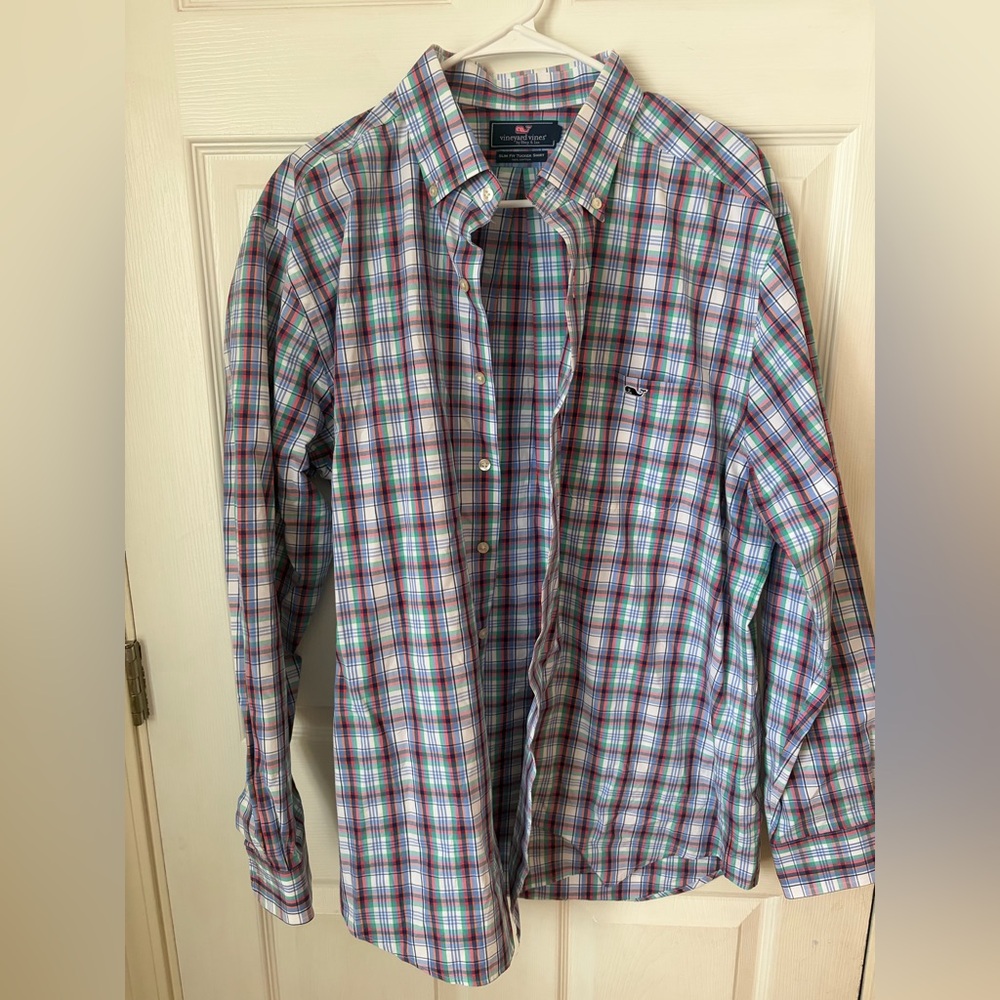 Vineyard Vines Men's Plaid Button Down Shirt  slim fit Tucker